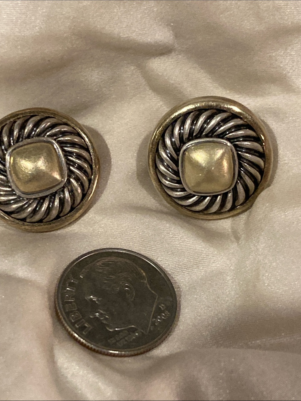 Gold and silver earrings